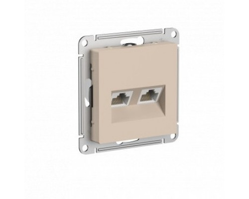 SE AtlasDesign Песочный Розетка двойная компьютерная RJ45+RJ45, кат.5E, механизм