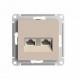 SE AtlasDesign Песочный Розетка двойная компьютерная RJ45+RJ45, кат.5E, механизм