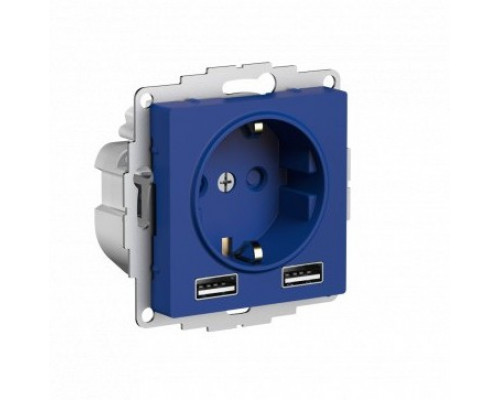 SE AtlasDesign Аквамарин Розетка 16А c 2 USB A+A, 5В/2,4А, 2х5В/1,2А, механизм