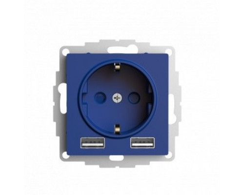SE AtlasDesign Аквамарин Розетка 16А c 2 USB A+A, 5В/2,4А, 2х5В/1,2А, механизм