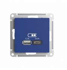 SE AtlasDesign Аквамарин Розетка USB A+С, 5В/2,4А, 2х5В/1,2А, механизм